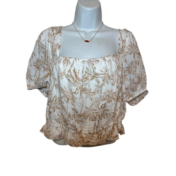 3 for $15 1. STATE Bon Voyage Etched Palm Cropped Blouse, Large - Picture 3 of 9